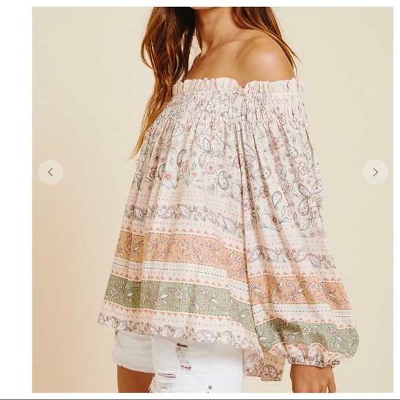 Pauline Boho Smocked Off The Shoulder Top - Picture 4 of 8